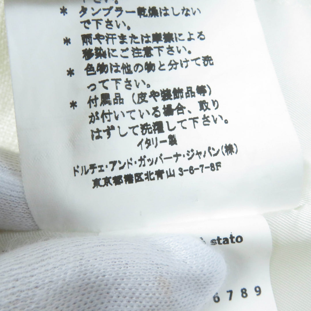未使用品☆DOLCE&amp;GABBANA ドルチェ＆ガッバーナ ロゴボタン・袖ストーン付 ジャケット アイボリー 40 イタリア製 正規品 レディース
