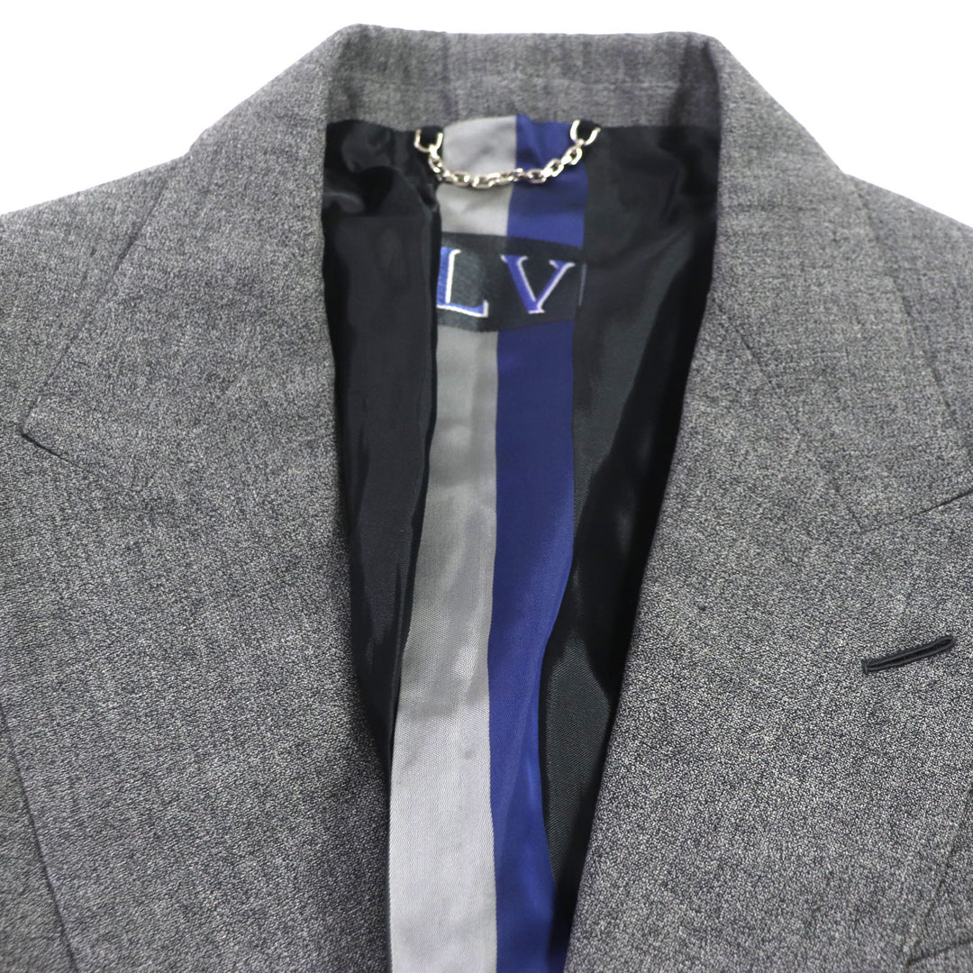 美品▼LOUIS VUITTON ルイヴィトン PONT NEUF FIT ウール100% ロゴ入りボタン シングルスーツ 上下セットアップ グレー 48 正規品 メンズ