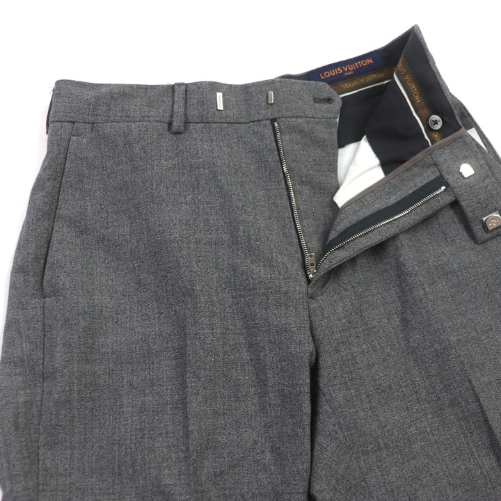 美品▼LOUIS VUITTON ルイヴィトン PONT NEUF FIT ウール100% ロゴ入りボタン シングルスーツ 上下セットアップ グレー 48 正規品 メンズ
