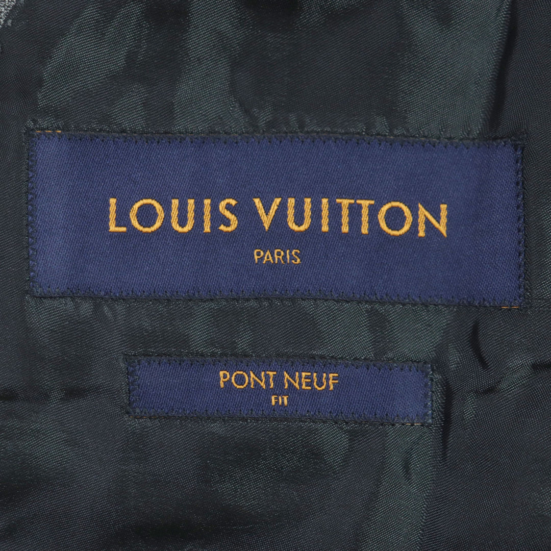 美品▼LOUIS VUITTON ルイヴィトン PONT NEUF FIT ウール100% ロゴ入りボタン シングルスーツ 上下セットアップ グレー 48 正規品 メンズ