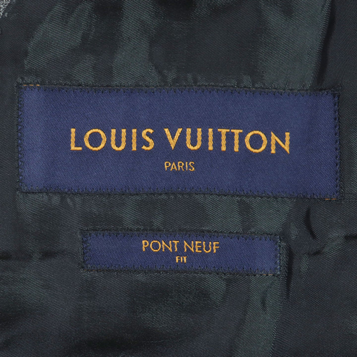 美品▼LOUIS VUITTON ルイヴィトン PONT NEUF FIT ウール100% ロゴ入りボタン シングルスーツ 上下セットアップ グレー 48 正規品 メンズ