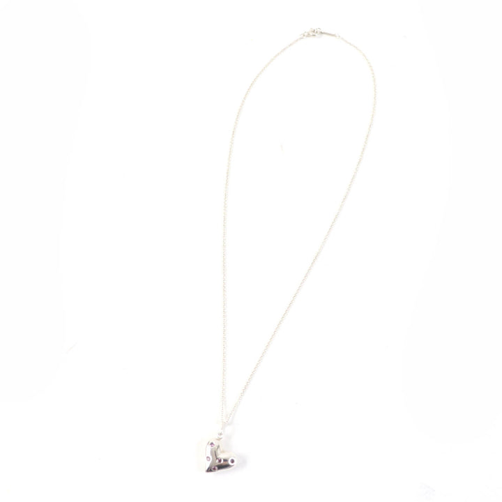 美品☆TIFFANY&amp;Co. ティファニー ヴィンテージ ドッツハート ネックレス 希少 オールドティファニー SV925 5Pピンクサファイア 重量3.8g