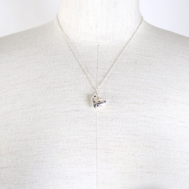 美品☆TIFFANY&amp;Co. ティファニー ヴィンテージ ドッツハート ネックレス 希少 オールドティファニー SV925 5Pピンクサファイア 重量3.8g