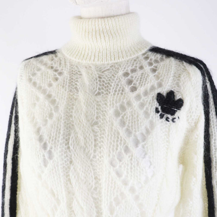 未使用品◎GUCCI グッチ adidas アディダス 713023 モヘア トレフォイル タートルネック クロップド丈 長袖 ニット ホワイト XS 正規品