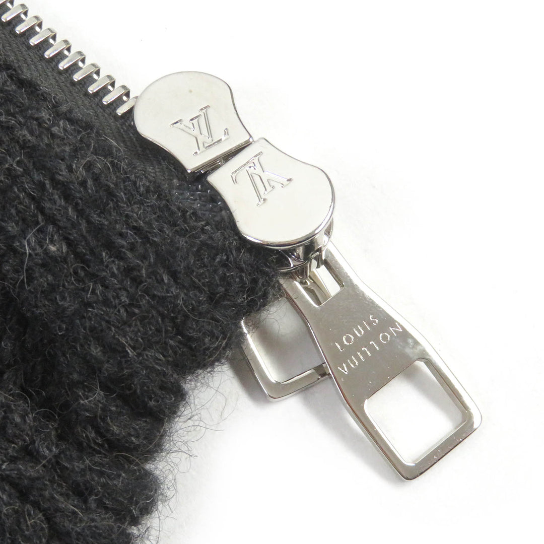 美品□LOUIS VUITTON ルイヴィトン 13AW キャメル 襟ムートン ラムレザー使い カラコラム カウチンニット ジャケット XL 正規品 希少！