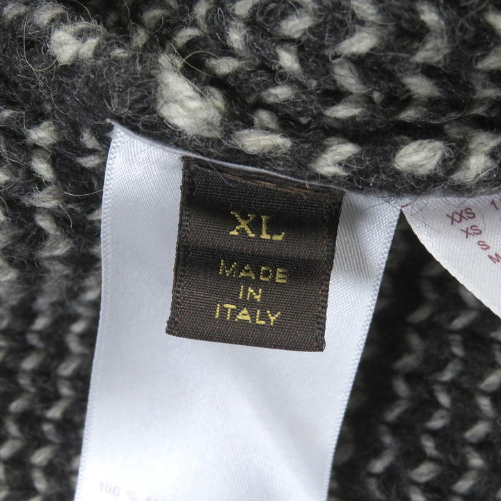 美品□LOUIS VUITTON ルイヴィトン 13AW キャメル 襟ムートン ラムレザー使い カラコラム カウチンニット ジャケット XL 正規品 希少！