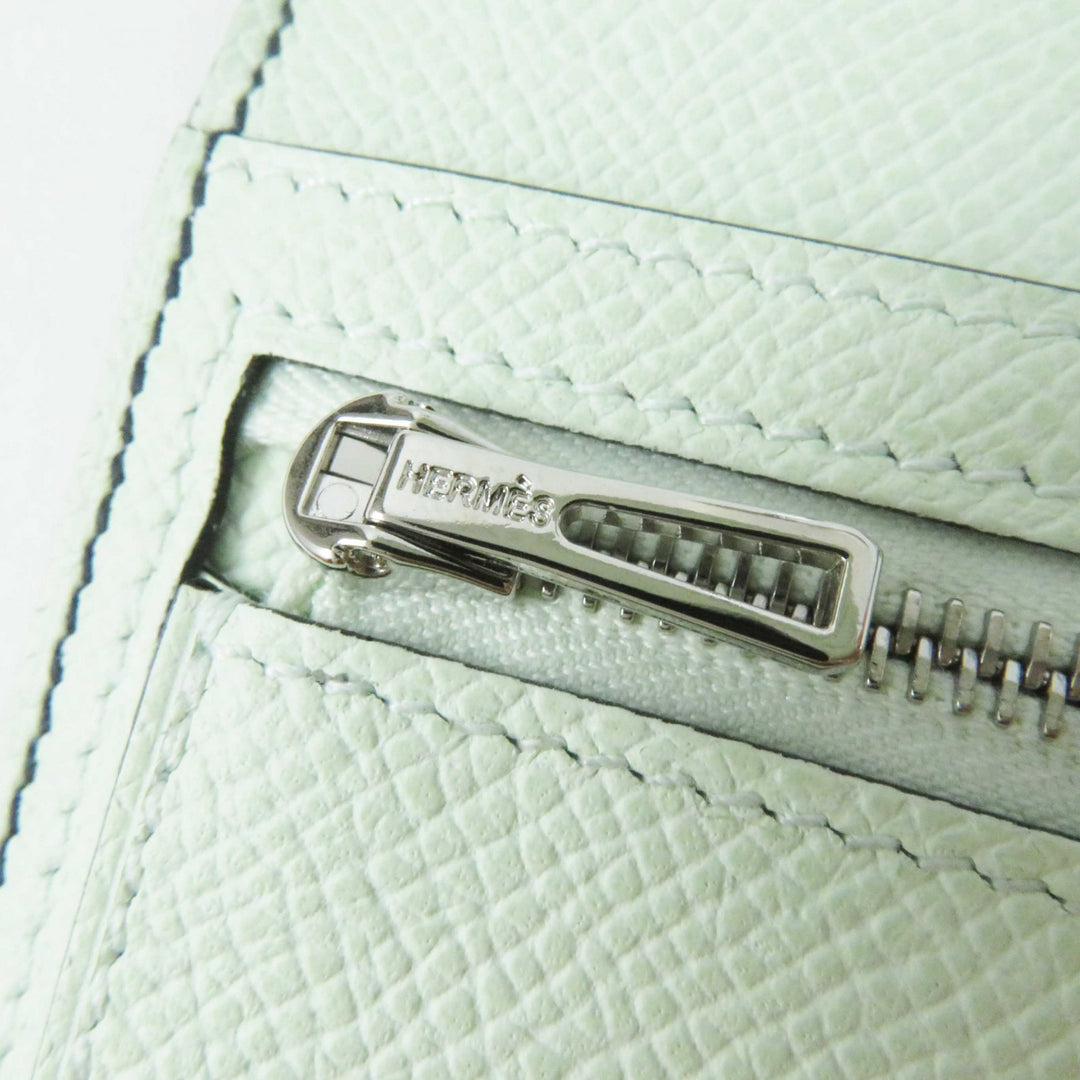未使用品◎HERMES エルメス ベアンスフレ ヴェルソ ブルードプリュス／ヴェールフィズ シルバー金具 ヴォーエプソン 長財布 W刻印 箱付き
