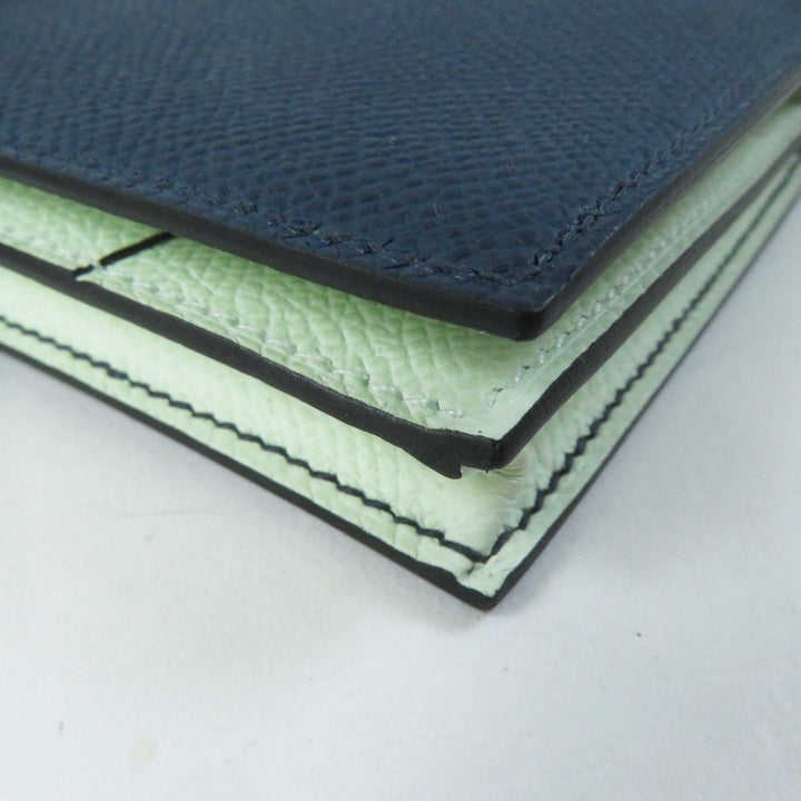 未使用品◎HERMES エルメス ベアンスフレ ヴェルソ ブルードプリュス／ヴェールフィズ シルバー金具 ヴォーエプソン 長財布 W刻印 箱付き