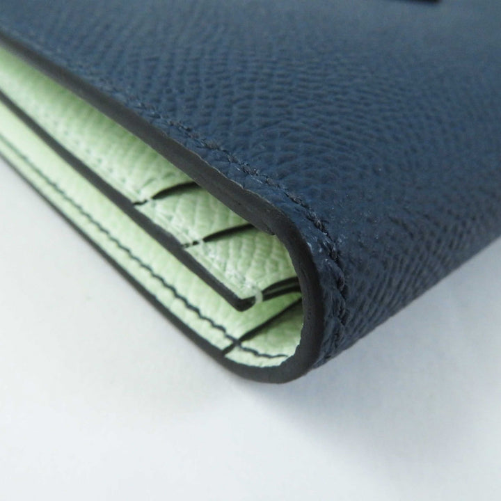 未使用品◎HERMES エルメス ベアンスフレ ヴェルソ ブルードプリュス／ヴェールフィズ シルバー金具 ヴォーエプソン 長財布 W刻印 箱付き