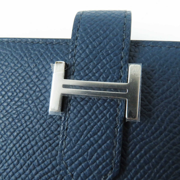 未使用品◎HERMES エルメス ベアンスフレ ヴェルソ ブルードプリュス／ヴェールフィズ シルバー金具 ヴォーエプソン 長財布 W刻印 箱付き