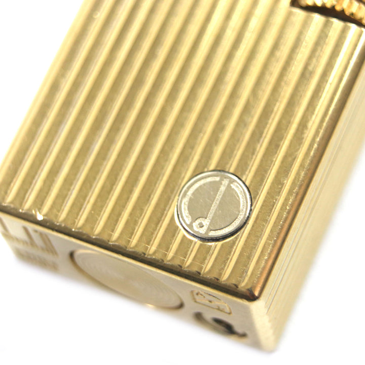 美品▼Dunhill ダンヒル スクエア ストライプ柄 ロゴ付き ローラー式 ガスライター ゴールド スイス製 メンズ 着火確認済み