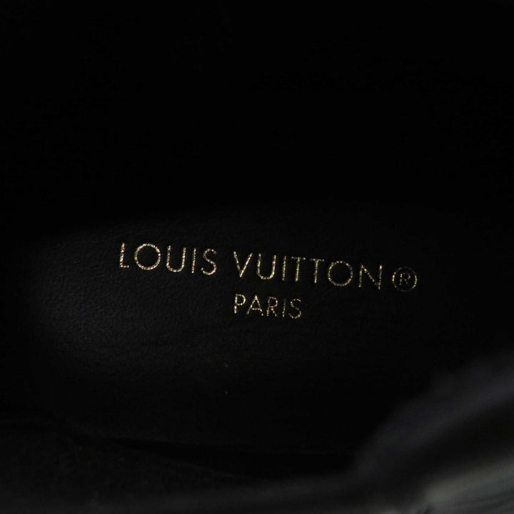 極美品◎LOUIS VUITTON ルイヴィトン LVスクァッド ライン レザー ハイカットスニーカー／サイドゴアブーツ ブラック ホワイト 35 袋付き