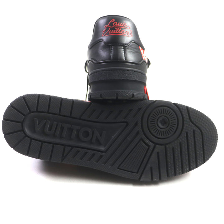 美品▼LOUIS VUITTON ルイヴィトン NIGO LVトレイナーライン ラバーチャーム付 レザー スニーカー ブラック レッド 6 イタリア製 メンズ