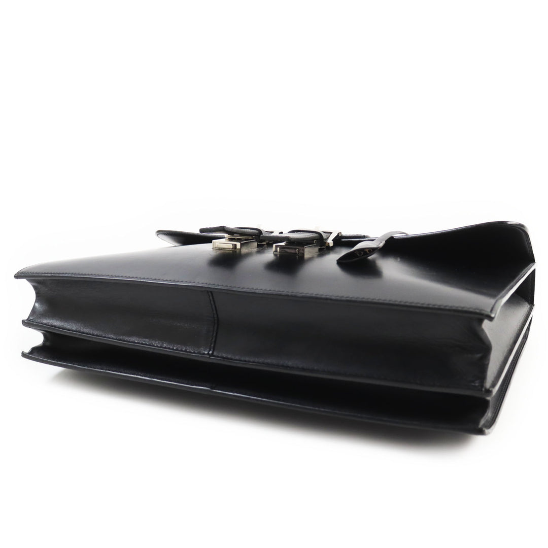 良品●超希少 John Lobb ジョンロブ Wモンク ウィリアム レザーブリーフケース・ビジネスバッグ ブラック シルバー金具 フランス製