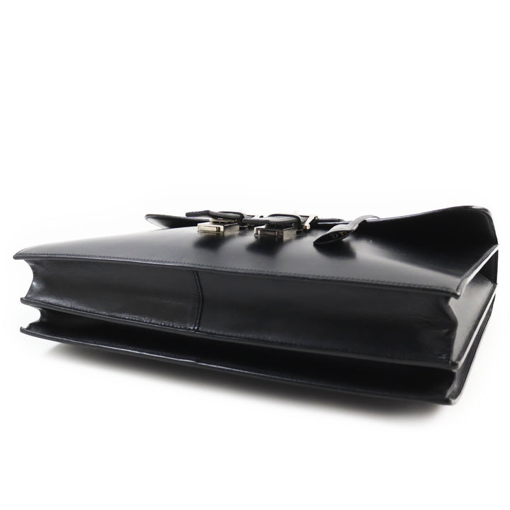 良品●超希少 John Lobb ジョンロブ Wモンク ウィリアム レザーブリーフケース・ビジネスバッグ ブラック シルバー金具 フランス製