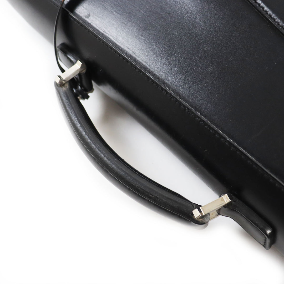 良品●超希少 John Lobb ジョンロブ Wモンク ウィリアム レザーブリーフケース・ビジネスバッグ ブラック シルバー金具 フランス製