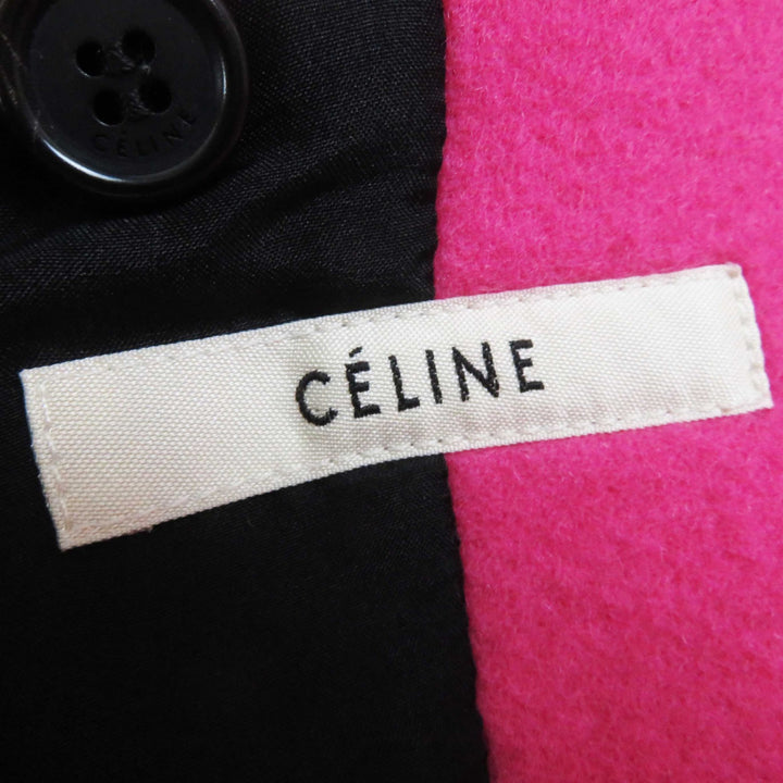 極美品◎CELINE セリーヌ 2 8H13/4903 エッグ クロンビーコート カシミヤ100％ 裏シルク 希少カラー ピンク 34 伊製 正規品 レディース
