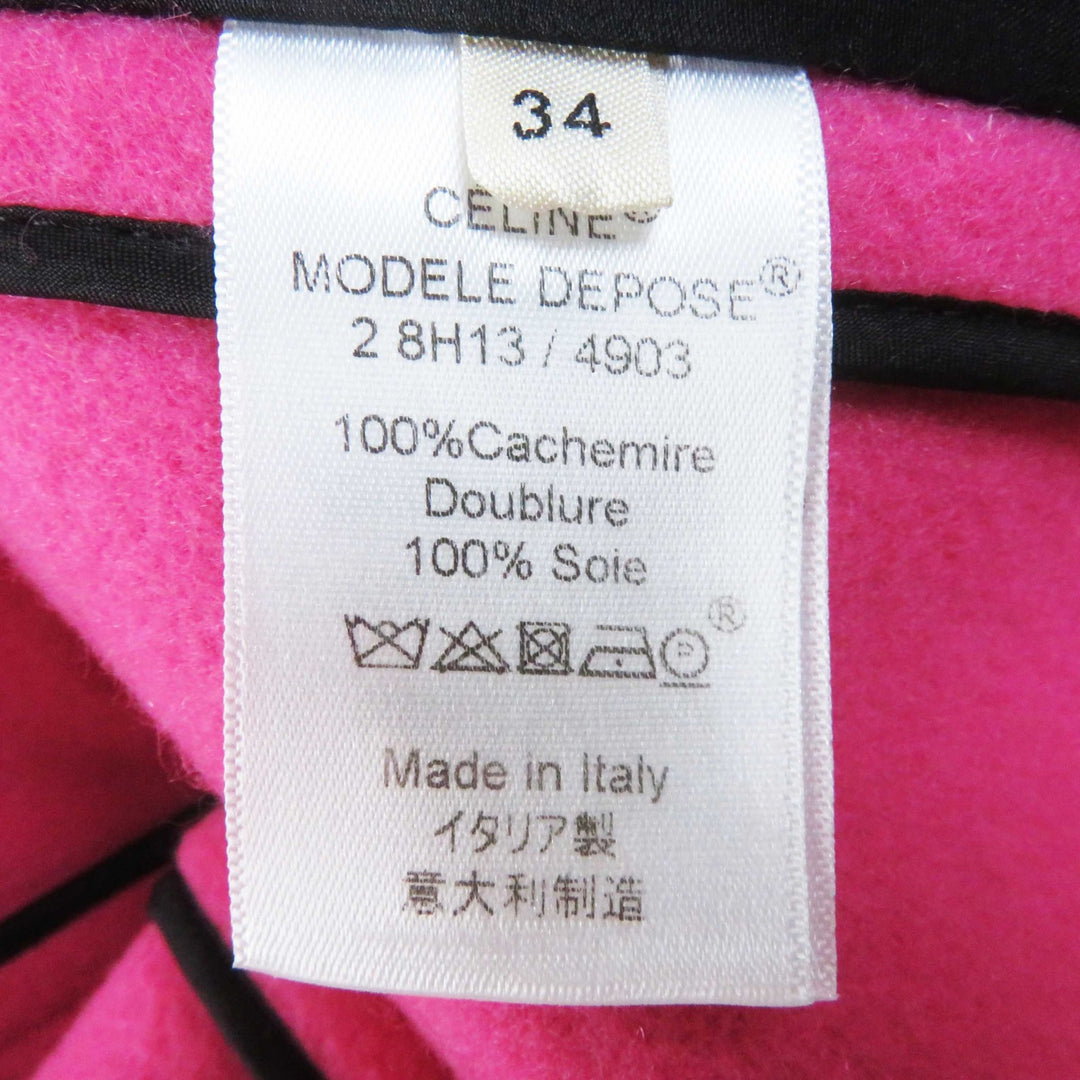 極美品◎CELINE セリーヌ 2 8H13/4903 エッグ クロンビーコート カシミヤ100％ 裏シルク 希少カラー ピンク 34 伊製 正規品 レディース