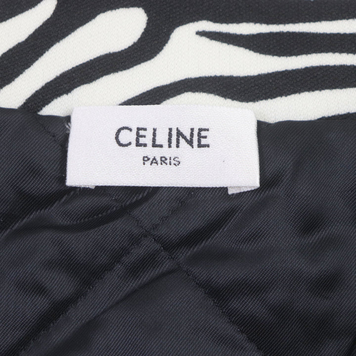 美品▼CELINE セリーヌ 22AW 2Y880426S ゼブラ柄 ダブルフェイス ロゴ刺繍 中綿 ブルゾン トラックスーツジャケット L ハンガー付 正規品