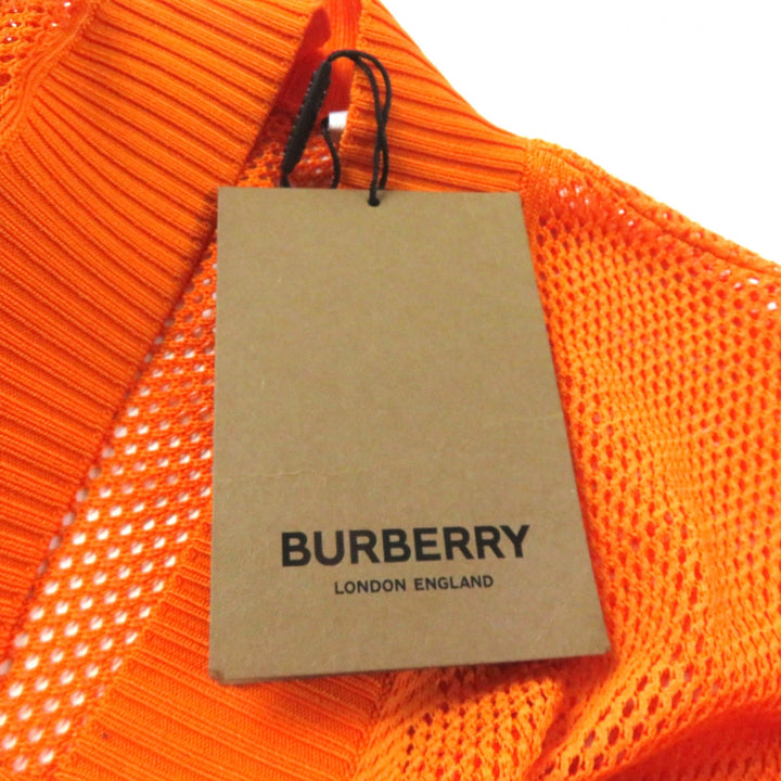 未使用品★BURBERRY バーバリー 8041344 チェック柄 Vネック 長袖 メッシュ チュニック トップス オレンジ SP 正規品 レディース