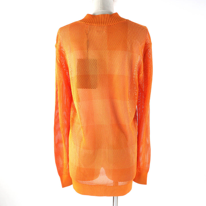 未使用品★BURBERRY バーバリー 8041344 チェック柄 Vネック 長袖 メッシュ チュニック トップス オレンジ SP 正規品 レディース
