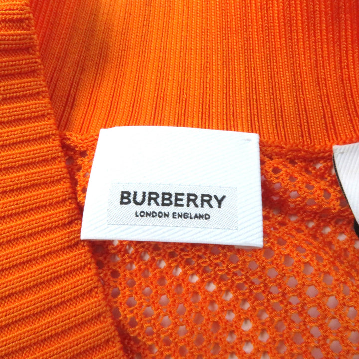 未使用品★BURBERRY バーバリー 8041344 チェック柄 Vネック 長袖 メッシュ チュニック トップス オレンジ SP 正規品 レディース