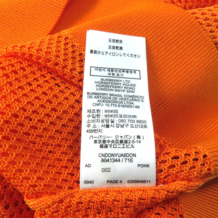 未使用品★BURBERRY バーバリー 8041344 チェック柄 Vネック 長袖 メッシュ チュニック トップス オレンジ SP 正規品 レディース