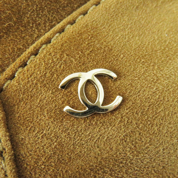 良品◎CHANEL シャネル 18B G34113 ココマーク チェーン使い スウェードレザー ムートン ショートブーツ ブラウン ブラック 37 箱付 伊製