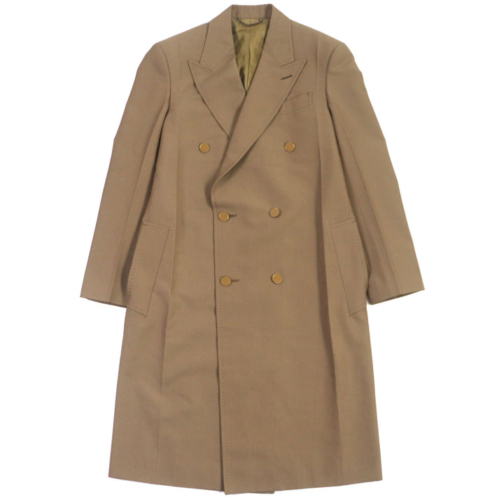 極美品▼LOUIS VUITTON ルイヴィトン HGC70E Plain Rainbow ポピードロシー ロゴ入りボタン ロング コート ブラウン 44 正規品 メンズ