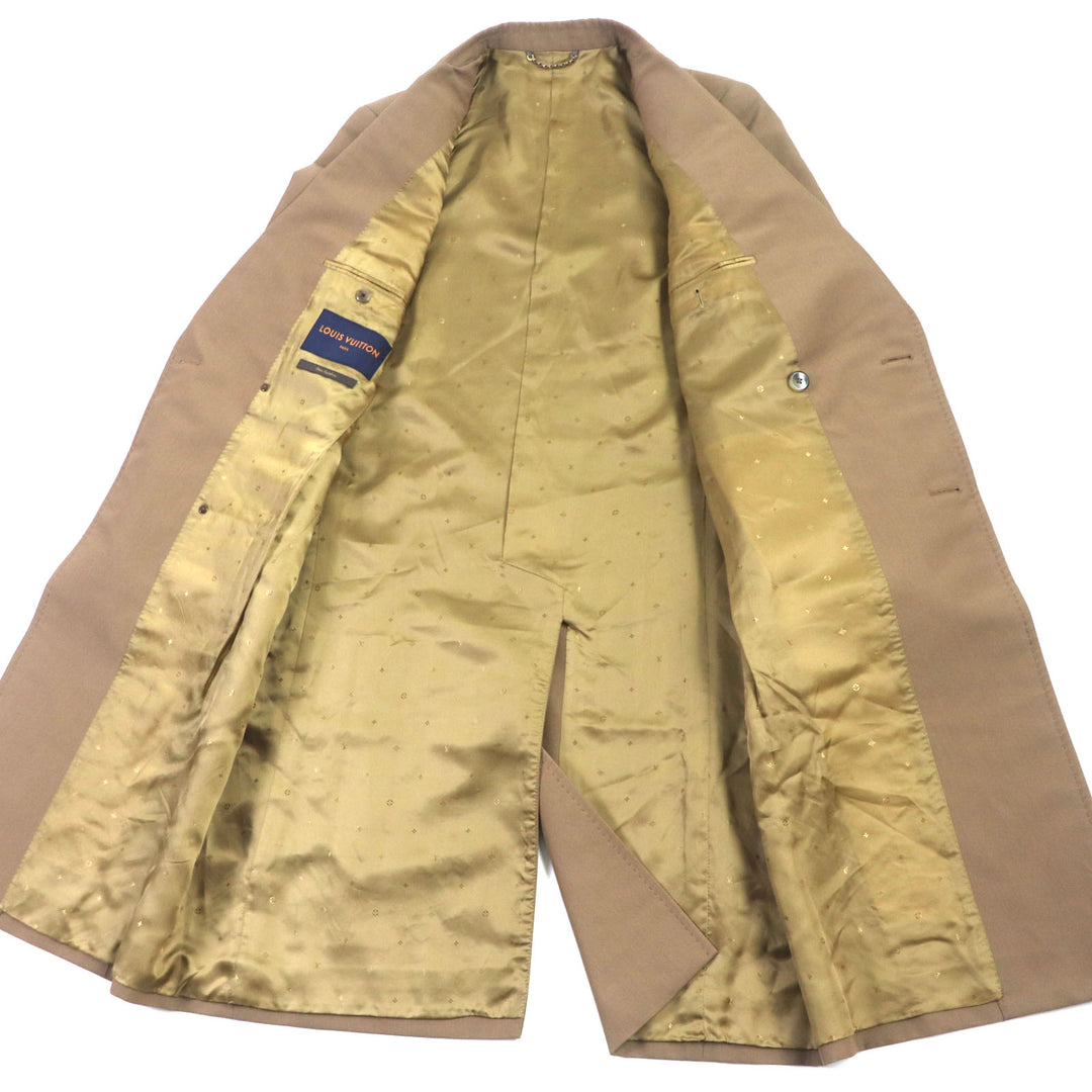 極美品▼LOUIS VUITTON ルイヴィトン HGC70E Plain Rainbow ポピードロシー ロゴ入りボタン ロング コート ブラウン 44 正規品 メンズ