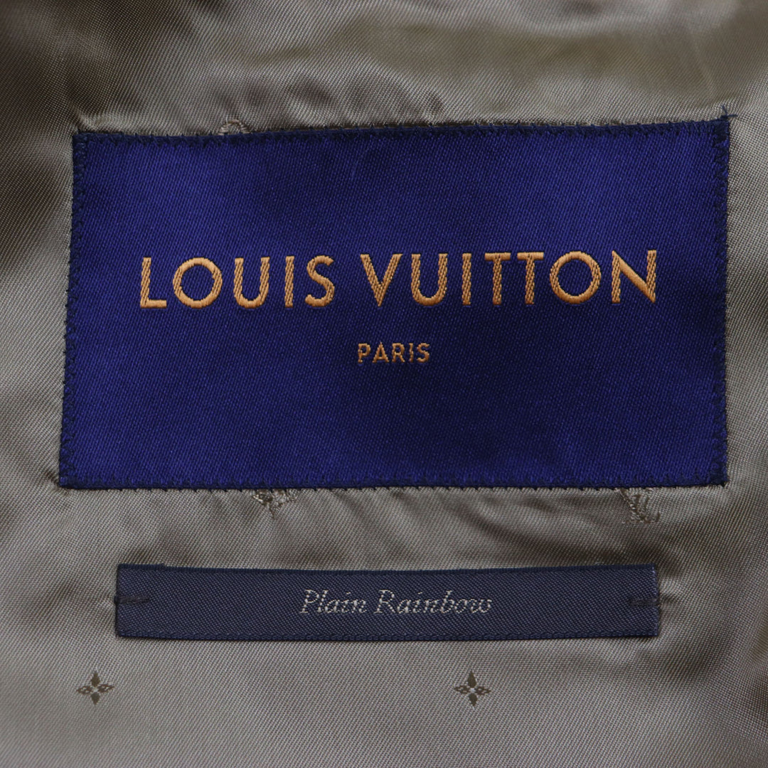極美品▼LOUIS VUITTON ルイヴィトン HGC70E Plain Rainbow ポピードロシー ロゴ入りボタン ロング コート ブラウン 44 正規品 メンズ