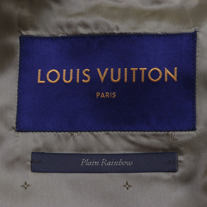 極美品▼LOUIS VUITTON ルイヴィトン HGC70E Plain Rainbow ポピードロシー ロゴ入りボタン ロング コート ブラウン 44 正規品 メンズ