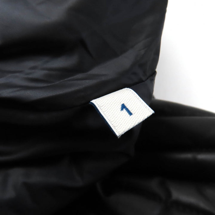 未使用品★MONCLER モンクレール FLAMANT ラバーロゴワッペン付 ラムレザー ライダース ダウンジャケット ブラック 1 正規品 レディース