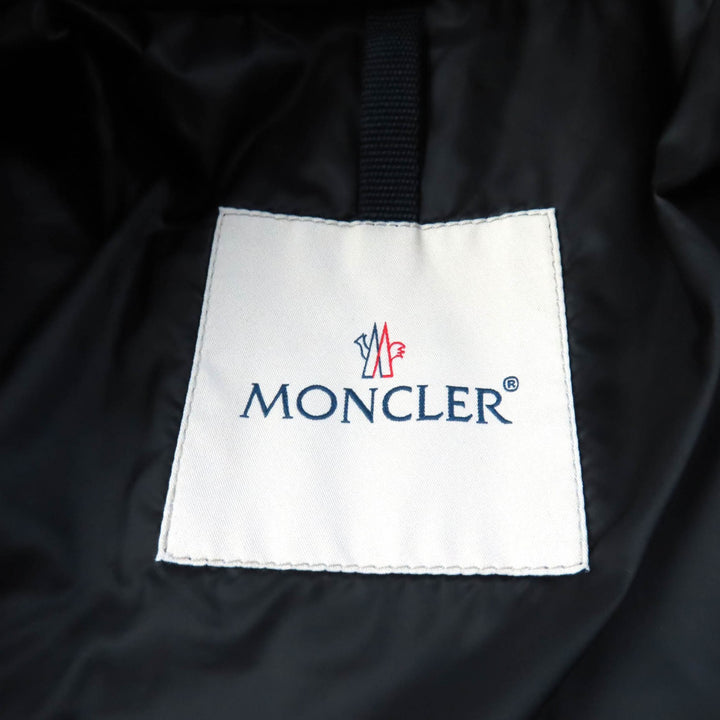 未使用品★MONCLER モンクレール FLAMANT ラバーロゴワッペン付 ラムレザー ライダース ダウンジャケット ブラック 1 正規品 レディース