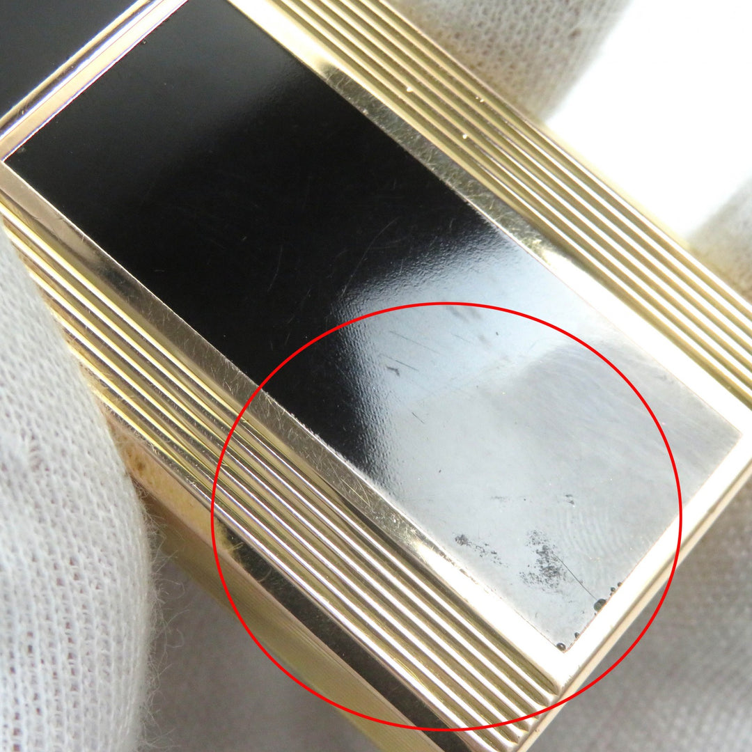 外装良品△Dupont デュポン ライン1 ロング ラッカー スクエア ローラー式 ガスライター 喫煙グッズ ゴールド ブラック メンズ 着火不可