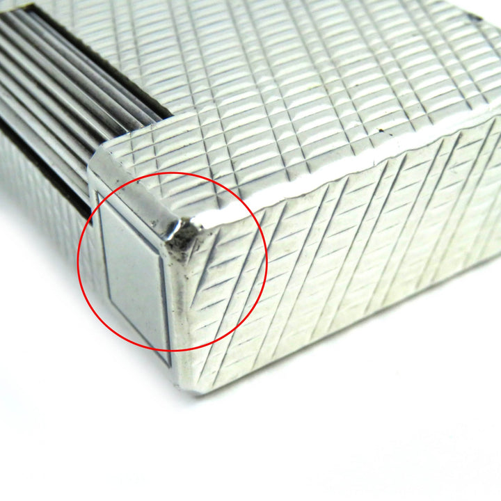 外装良品△Dupont デュポン ライン1 ロング 総柄 スクエア ローラー式 ガスライター 喫煙グッズ シルバー フランス製 メンズ 着火不可