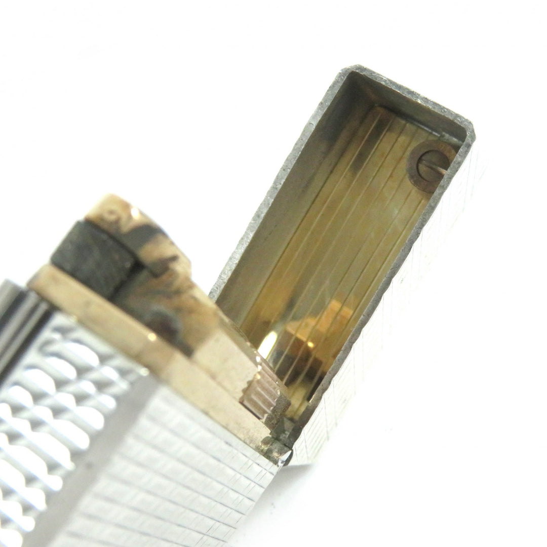 外装良品△Dupont デュポン ライン1 ロング 総柄 スクエア ローラー式 ガスライター 喫煙グッズ シルバー フランス製 メンズ 着火不可