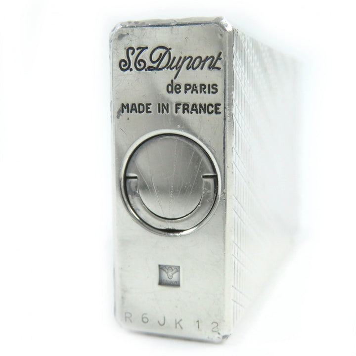 外装良品△Dupont デュポン ライン1 ロング 総柄 スクエア ローラー式 ガスライター 喫煙グッズ シルバー フランス製 メンズ 着火不可