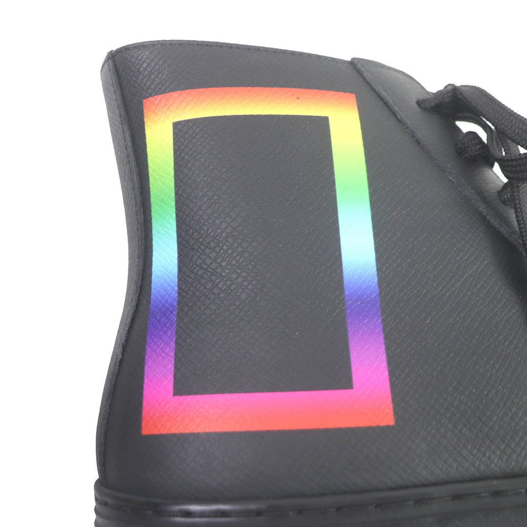 極美品□LOUIS VUITTON ルイヴィトン 2019年製 LV タトゥーライン レースアップ レザー ラバー ハイカットスニーカー 黒 5.5 イタリア製