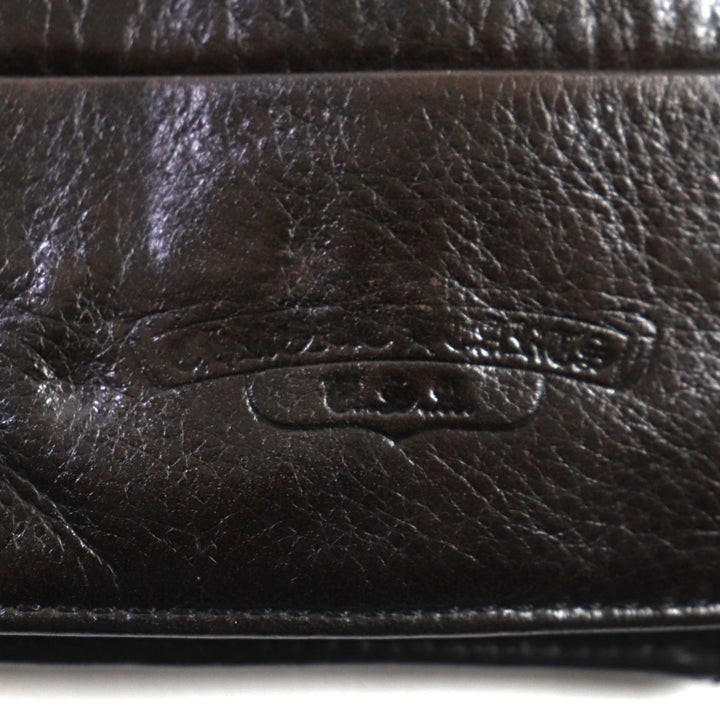 良品▼CHROME HEARTS クロムハーツ WAVE ウェーブ クロスボタン レザーウォレット アリゲーター クロコダイル 925 長財布 ダークブラウン