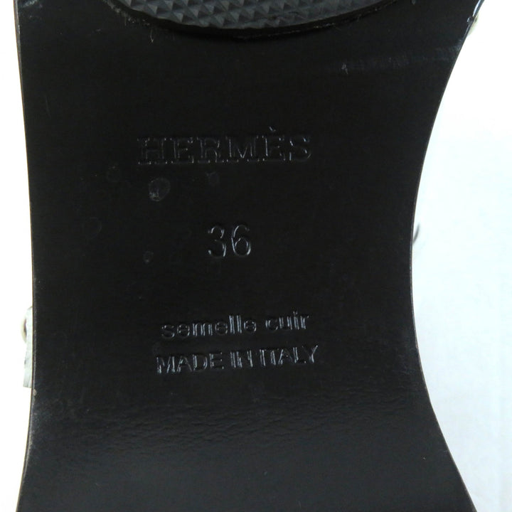 美品★HERMES エルメス Carlotta カルロッタ シルバー金具 ケリーバックル レザー ミュール ホワイト 36 箱・保存袋付き 伊製 レディース