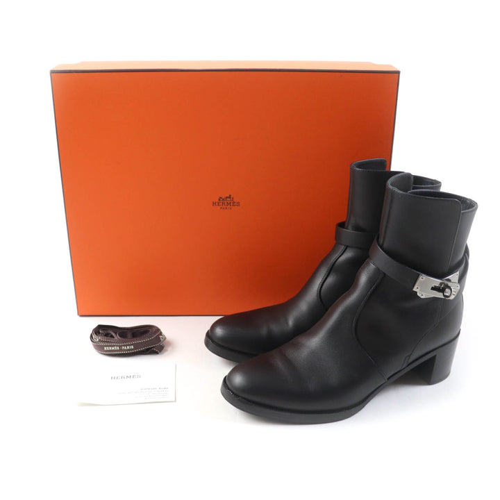 美品★HERMES エルメス Saint Germain サンジェルマン ケリーバックル レザー ショートブーツ ブラック 36 箱付き イタリア製 レディース