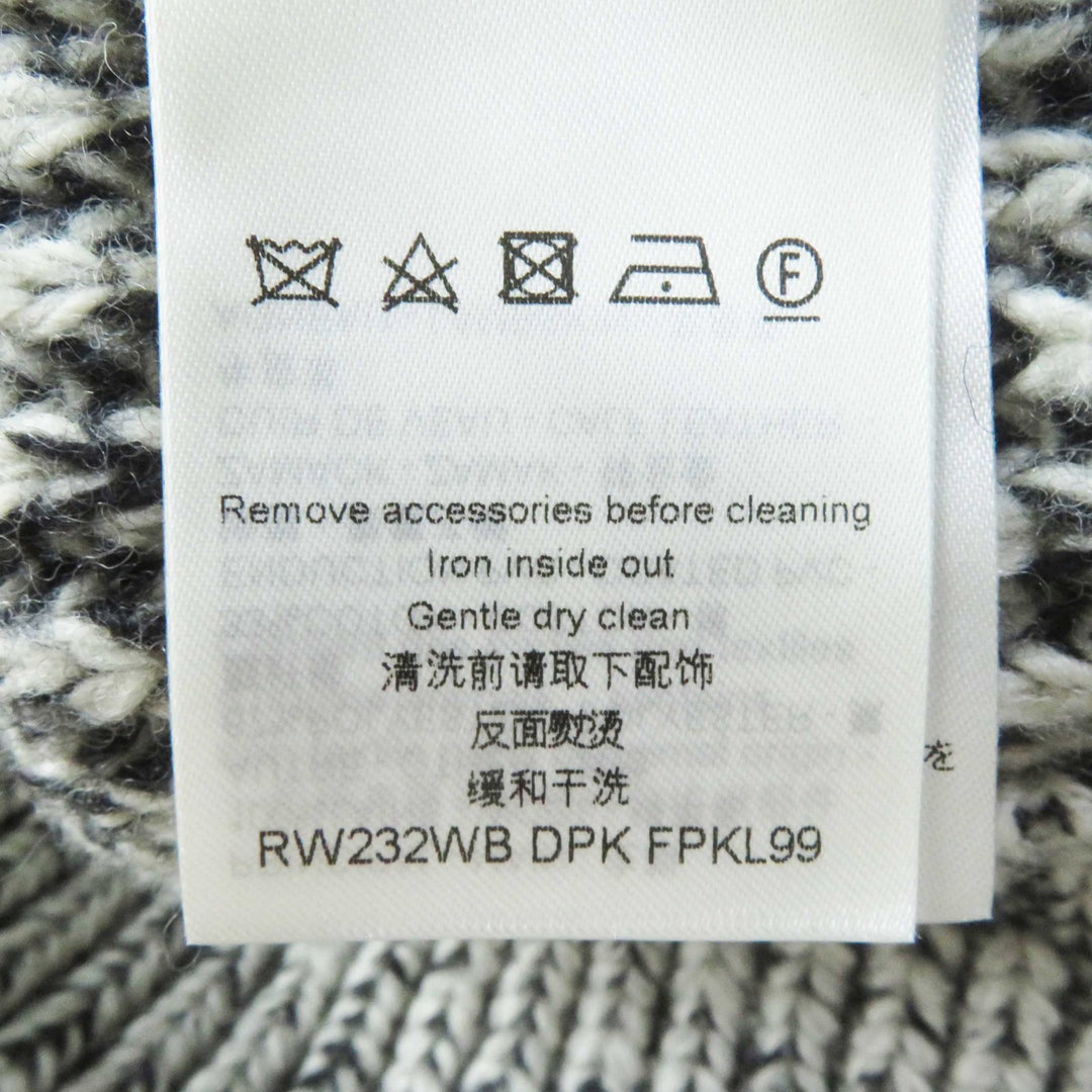 未使用品◎LOUIS VUITTON ルイヴィトン 23AW モノグラムデザインベルト付 長袖 チャンキーニット ワンピース ブラック ホワイト M 正規品