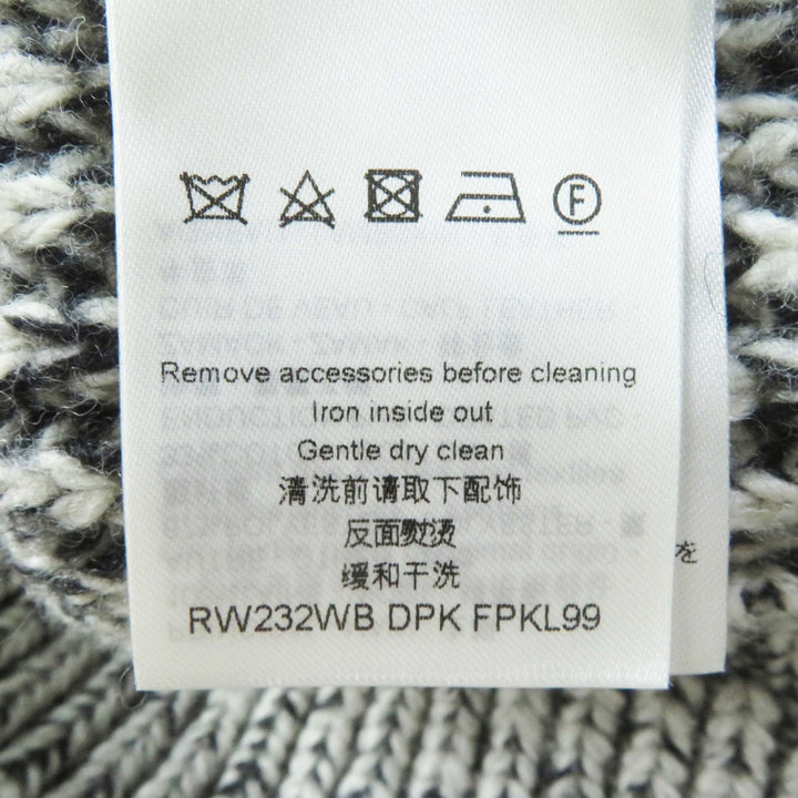未使用品◎LOUIS VUITTON ルイヴィトン 23AW モノグラムデザインベルト付 長袖 チャンキーニット ワンピース ブラック ホワイト M 正規品