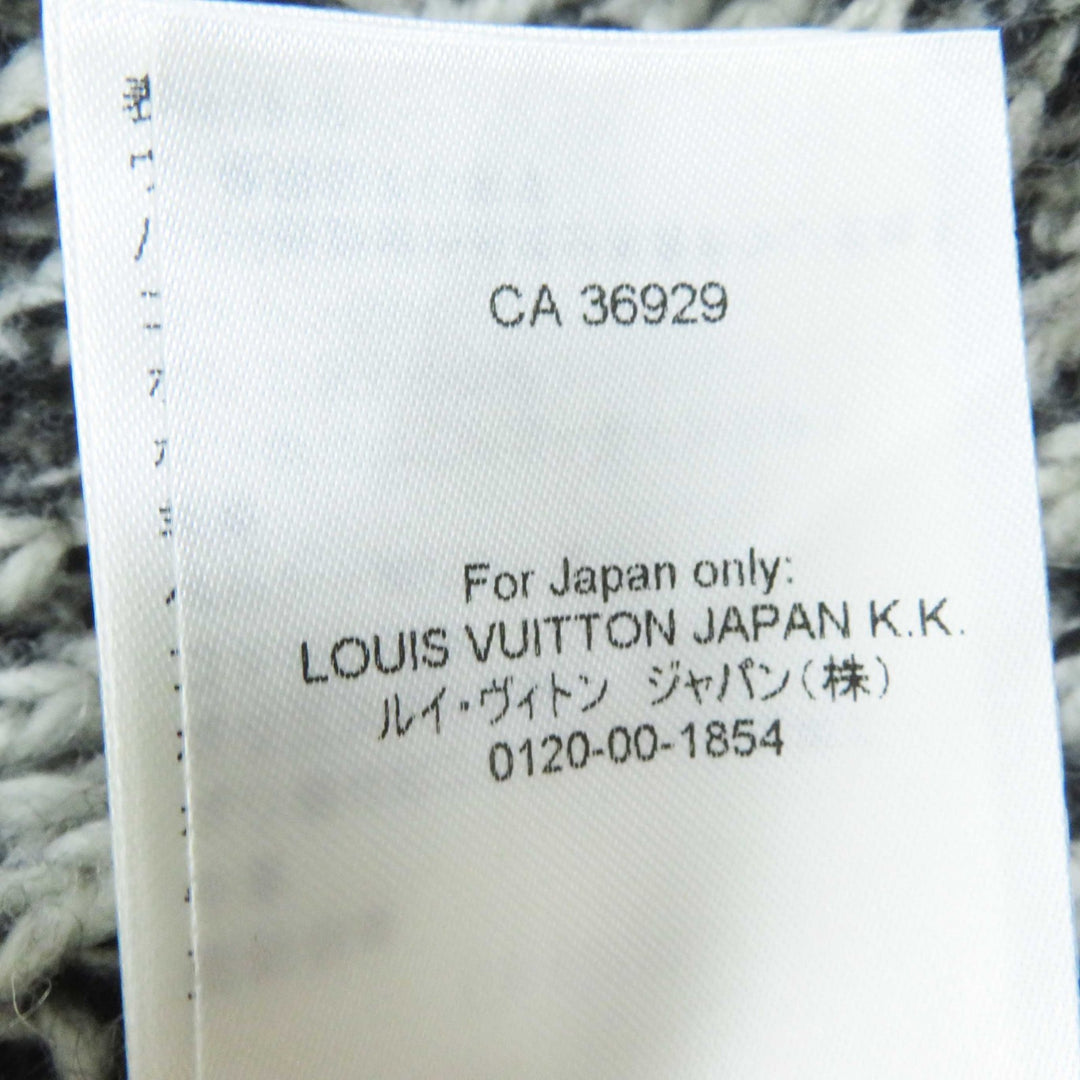未使用品◎LOUIS VUITTON ルイヴィトン 23AW モノグラムデザインベルト付 長袖 チャンキーニット ワンピース ブラック ホワイト M 正規品