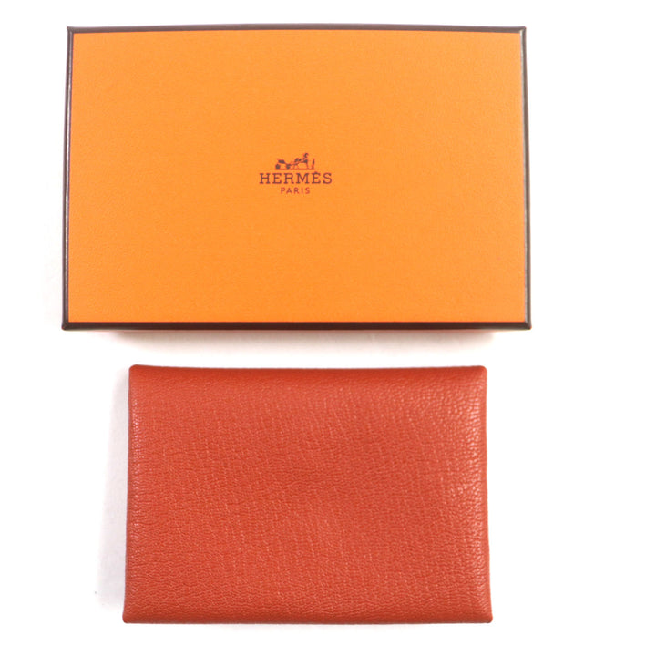 未使用品▼HERMES エルメス カルヴィ デュオ ブリック シルバー金具 シェーブルミゾル レザーコインケース W刻印 箱付き 仏製 メンズ