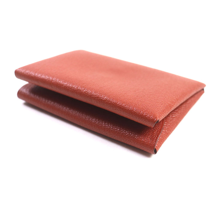 未使用品▼HERMES エルメス カルヴィ デュオ ブリック シルバー金具 シェーブルミゾル レザーコインケース W刻印 箱付き 仏製 メンズ