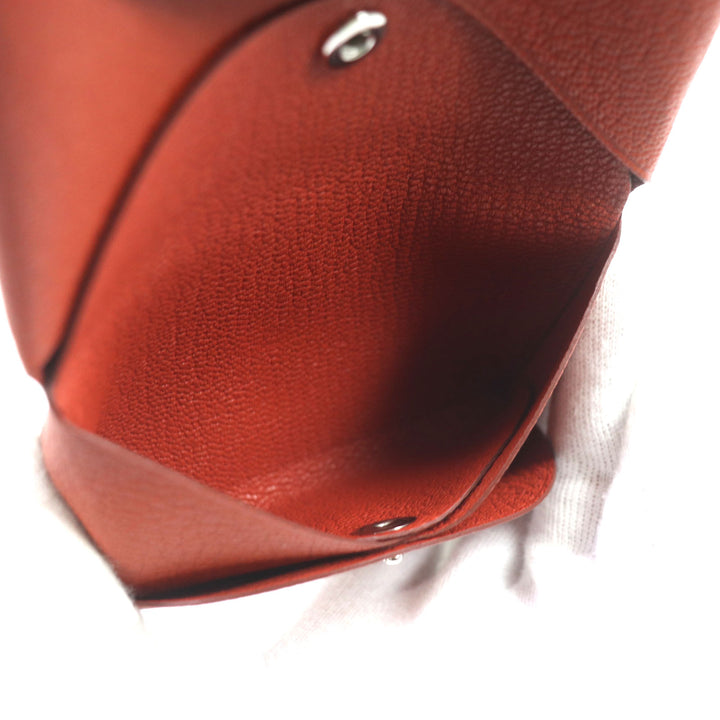 未使用品▼HERMES エルメス カルヴィ デュオ ブリック シルバー金具 シェーブルミゾル レザーコインケース W刻印 箱付き 仏製 メンズ