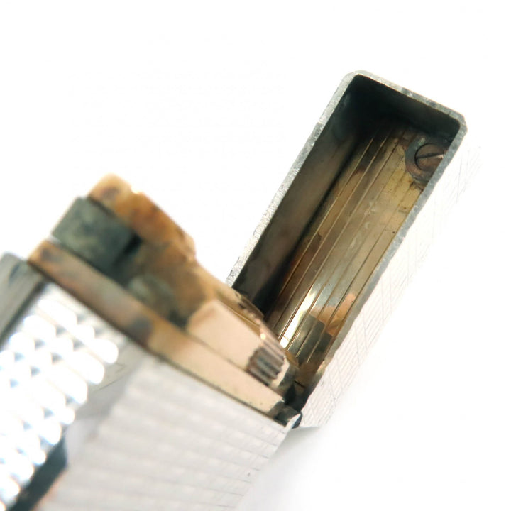 外装美品△Dupont デュポン ライン1 ロング 総柄 スクエア ローラー式 ガスライター 喫煙グッズ ライター シルバー 仏製 メンズ 着火不可