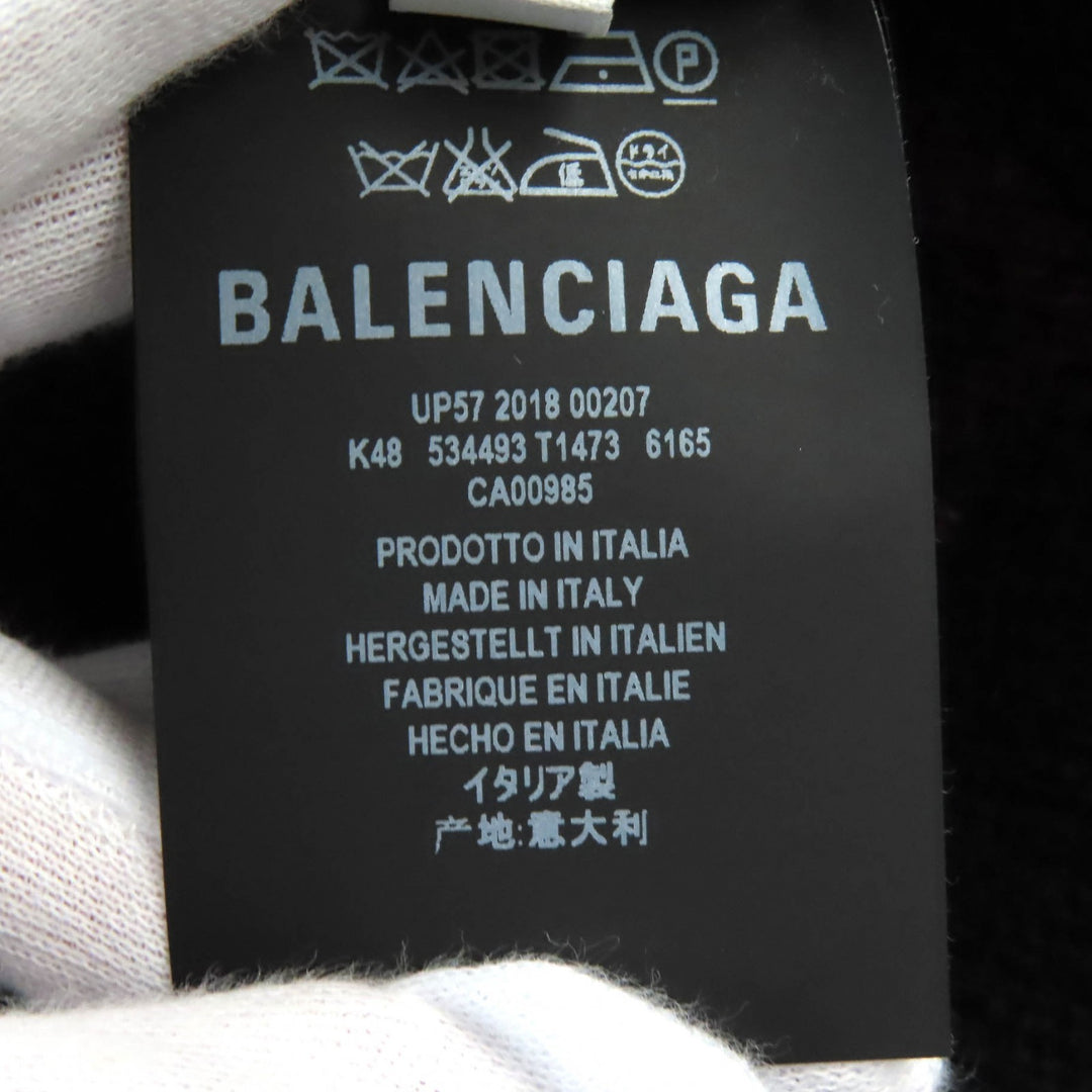 極美△BALENCIAGA バレンシアガ 534493 ALL OVER LOGO ウール ラウンドネック ロングスリーブ ニット セーター ボルドー M 正規品 メンズ